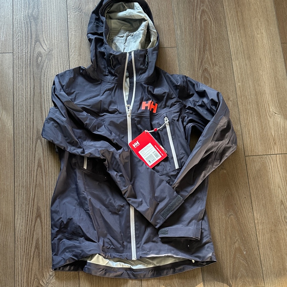 Helly Hansen Dark Gray Hooded Jacket with Red Logo